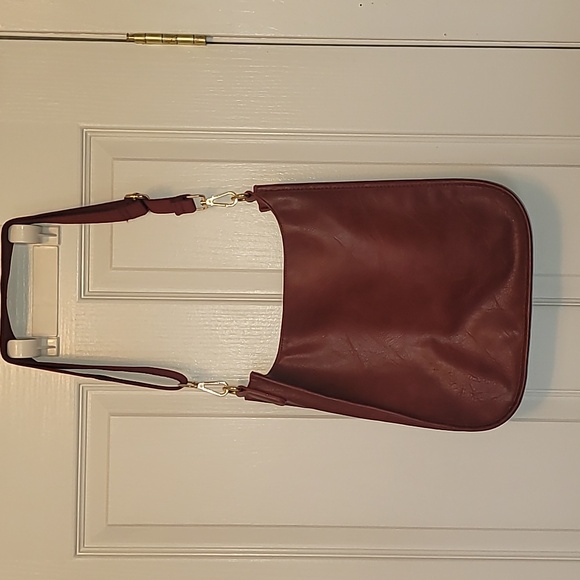 Classic Vegan Leather Messenger by ah•dorned Color Deep Red - Picture 2 of 9